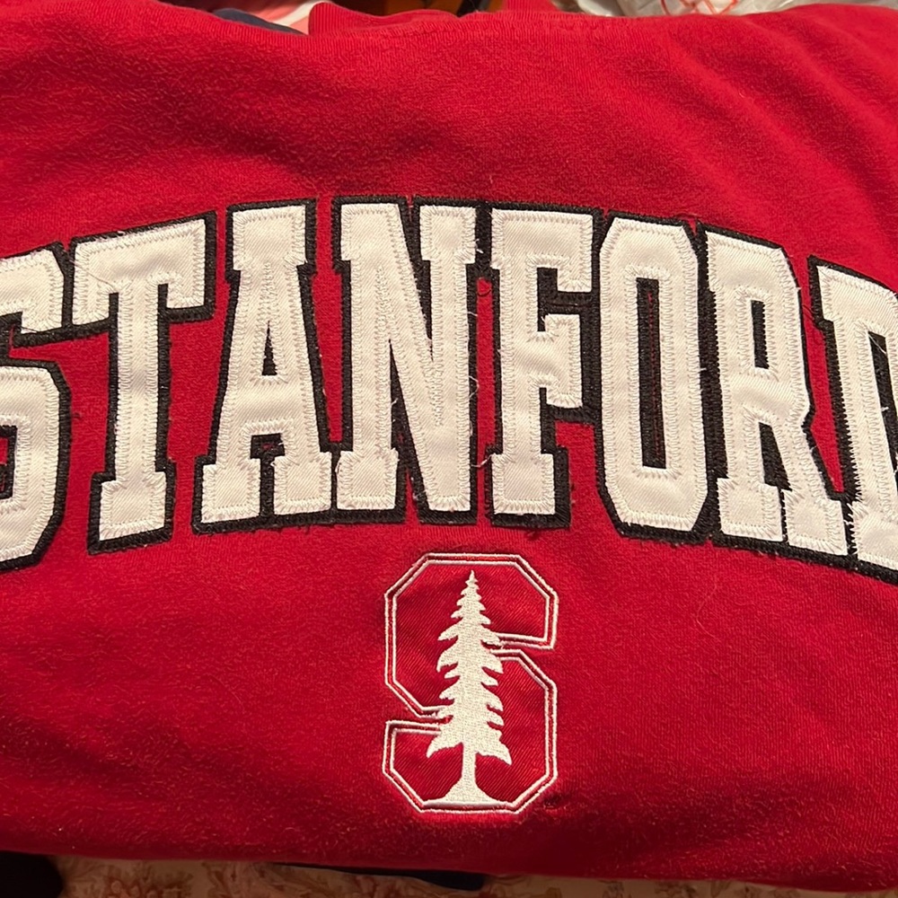 Size adult medium Stanford hoodie.  White stitched letters and mascot.
